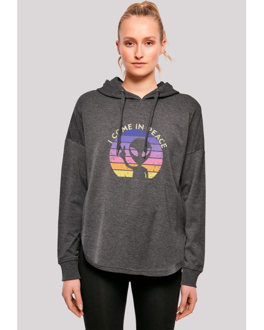 F4NT4STIC Gray Kapuzenpullover Alien Peace Sunset Premium Qualität