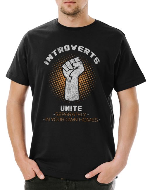 Urban Backwoods Print-Shirt Introverts Unite T-Shirt Geek Nerd Fun Informatiker Informatik in Black für Herren