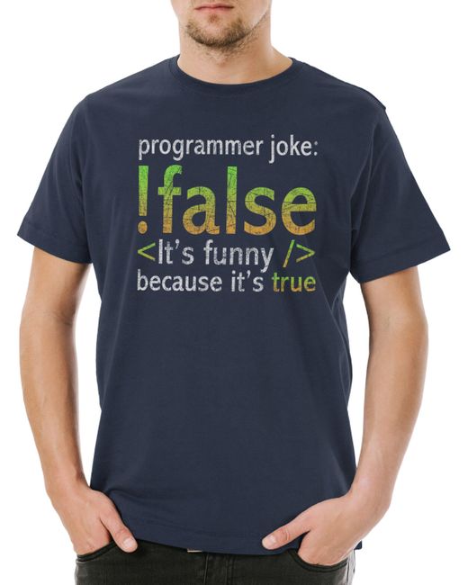 Urban Backwoods Print- Programmer Joke T-Shirt Informatiker Informatik Computer in Blue für Herren