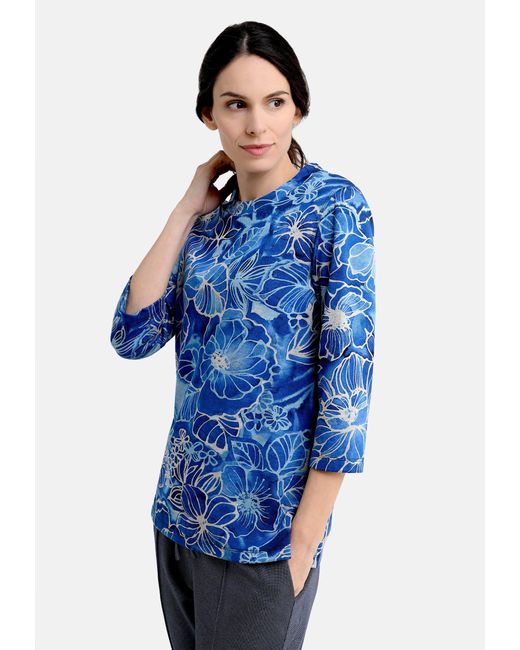 Bicalla Blue T- Shirt mit üten- und Blätter-Print in Blau (1-tlg)