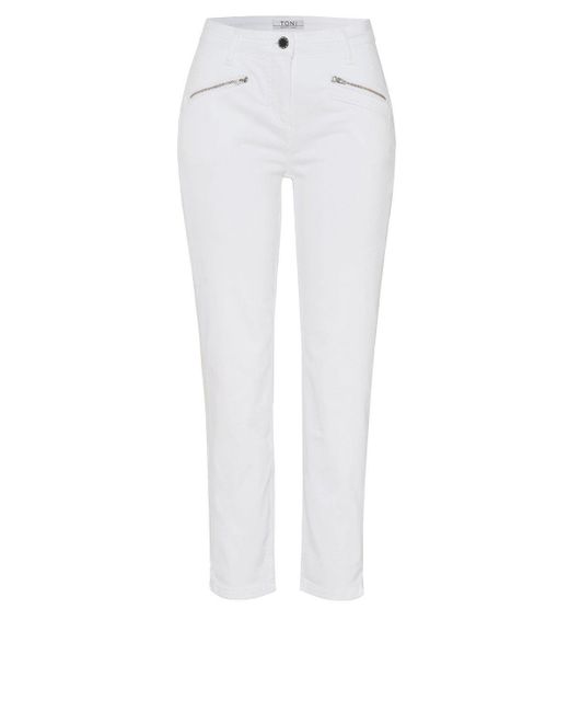 Toni White /-Jeans Perfect Shape Pocket 7/8 mit schrägen Reißverschlusstaschen