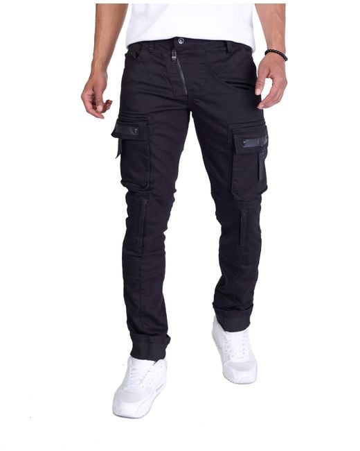 KINGZ Rebelische Designer Cargojeans Schwarz M in Blue für Herren