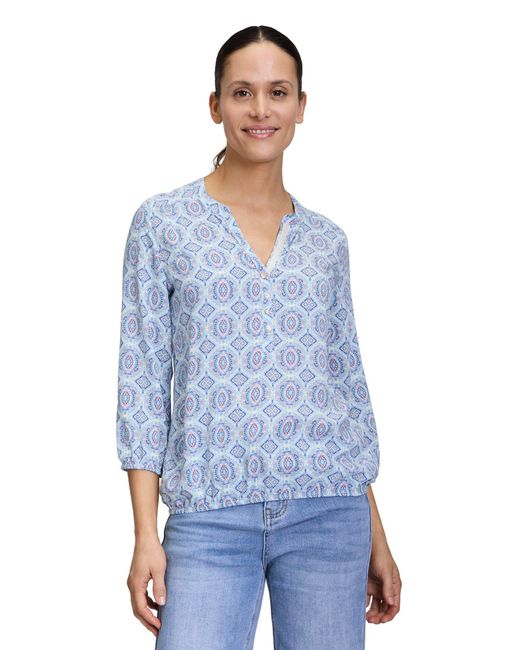 Cartoon Blue Schlupfbluse Casual-Bluse mit Muster