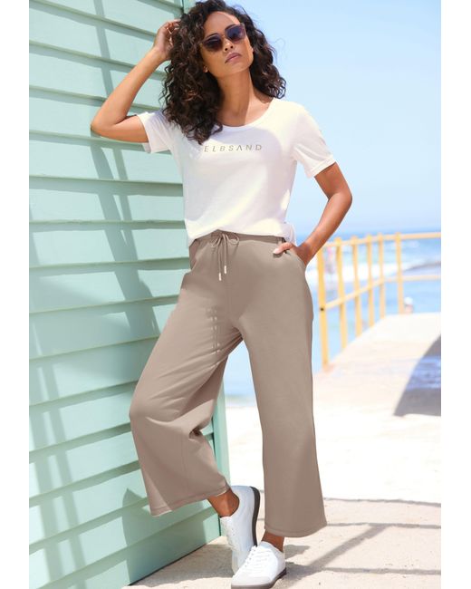 Elbsand Natural 7/8-Hose aus Sweatware mit weitem Bein