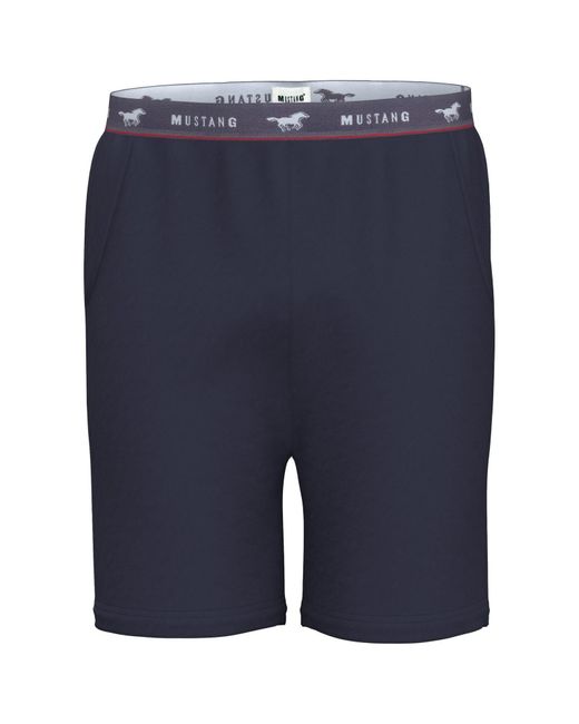 Mustang Shorts Bermuda Kurze Hose Sommerhose Freitzeithose roter Kontraststreifen und branding in Blue für Herren