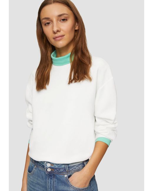 S.oliver White Scuba-Sweatshirt aus Modalmix mit Faltendetail