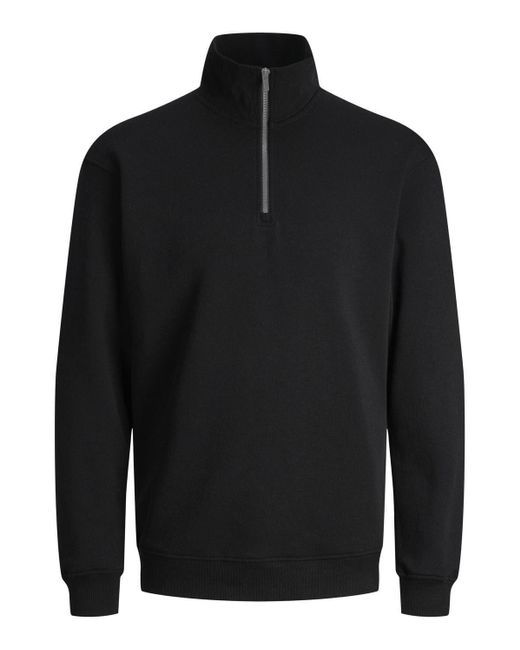 Jack & Jones Sweatshirt JJEBRADLEY SWEAT HALF ZIP NOOS in Black für Herren