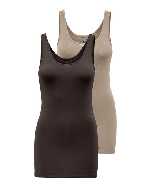 ONLY Brown Tanktop ONLLIVE LOVE NEW LONG TT 2PACK NOOS (Packung, 2er-Pack)