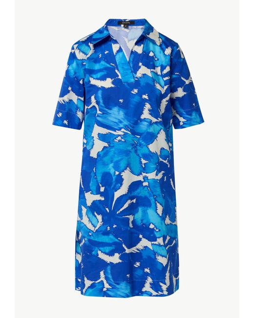 Comma, Blue Minikleid Baumwoll-Kleid mit Hemdkragen und All-over-Print