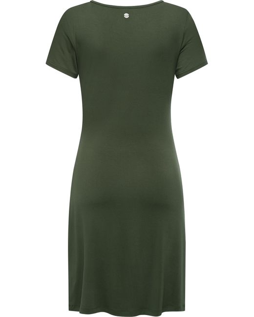 Ragwear Green Shirtkleid Knotta Kurzarm Sommerkleid mit seitlichem Bindeband