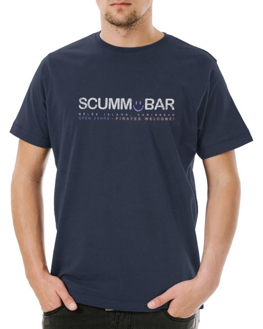 Urban Backwoods Print- Scumm Bar T-Shirt The Secret Adventure Of Monkey Island Game in Blue für Herren