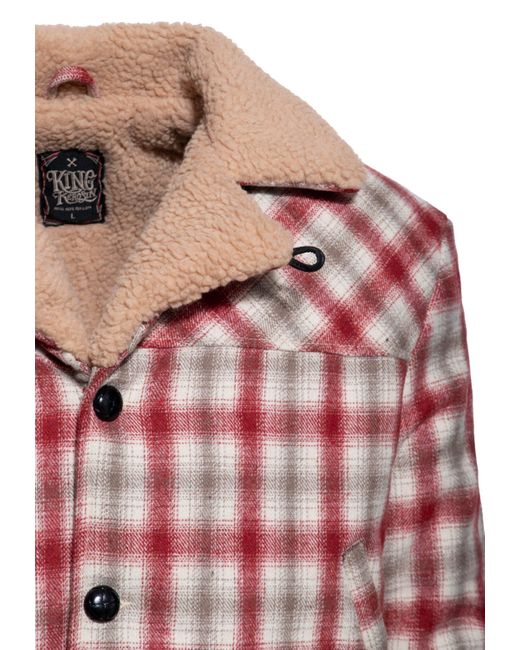 King Kerosin Winterjacke (1-St) mit Teddyfutter in Pink für Herren