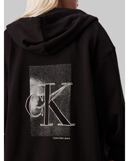 Calvin Klein Black Calvin Klein Jeans Sweatshirt PLUS DIFFUSED CK ZIP-THROUGH in Groß Größen mit Backprint