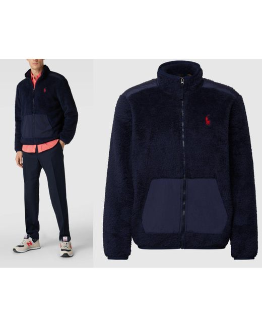 Polo Ralph Lauren Winterjacke Teddy Fleece Zip Jacket Mantel Hood Bomber Blous in Blue für Herren