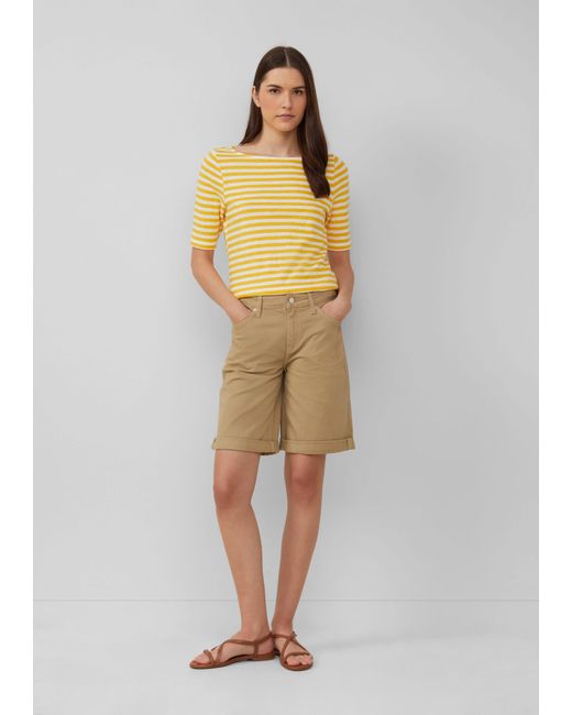 S.oliver Yellow Kurzarmshirt Gestreiftes T-Shirt im Slim Fit mit Flammgarnstruktur