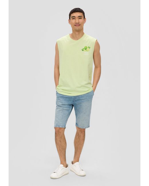S.oliver Shirttop Tanktop mit Frontprint Artwork in Green für Herren
