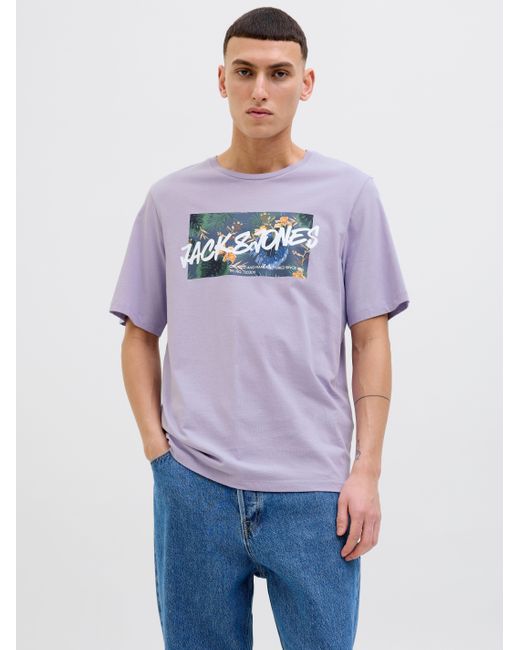 Jack & Jones Print-Shirt JJHAWAII SHAPE TEE SS CREW NECK in Blue für Herren