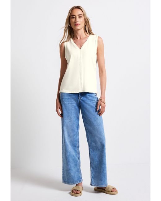 Street One White Spitzentop mit V-Ausschnitt