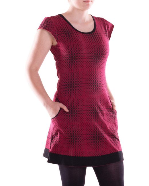 Vishes Red Sommerkleid Mini-Kleid Baumwolle Casual A-Linie mit Taschen Alternative Bekleidung