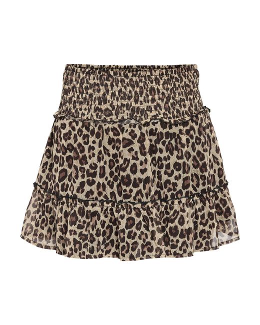 Noisy May Multicolor Sommerrock Mehrschichtiger Look mit elastischem Bund Leo Print NMMELINA NW CHIFFON SMOCK SKIRT