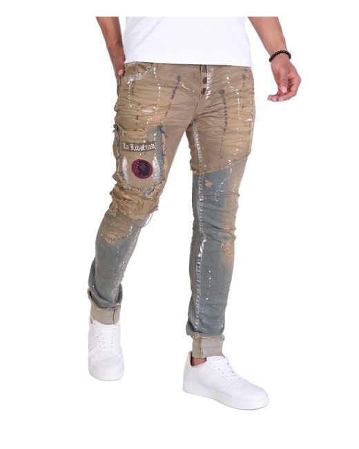 KINGZ Slim-fit- Vintage Look Designer Jeans in Gray für Herren