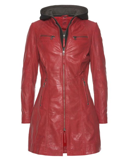 Gipsy Ledermantel Bente 2-in-1-Lederjacke mit abnehmbarem Kapuzen-Inlay aus  Jerseyqualität in Rot | Lyst DE