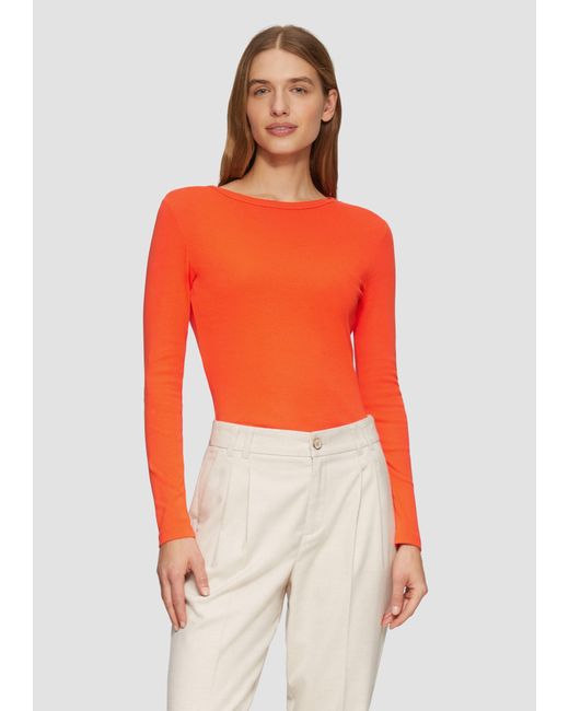 S.oliver Orange Langarmshirt Longsleeve mit Rippstruktur