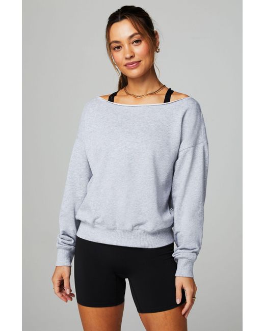 Fabletics Gray Sweatshirt Year Round Terry (1-tlg) aus recycelten Materialien