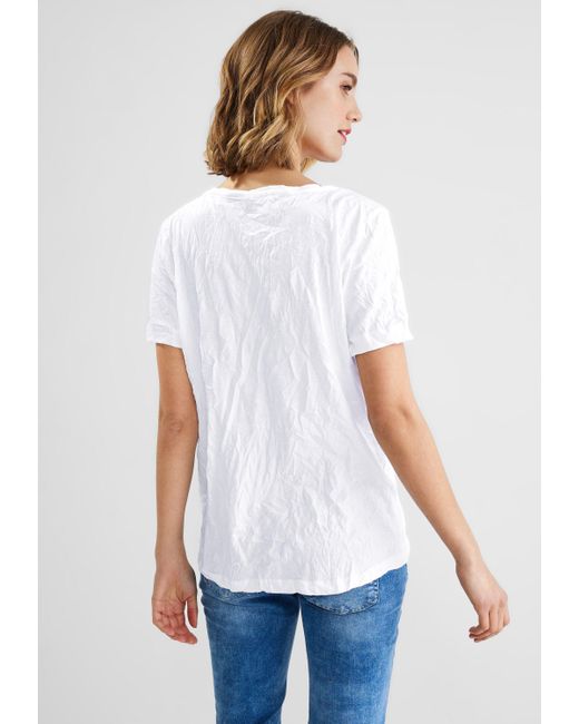 Street One T-Shirt aus softem Materialmix in Weiß | Lyst DE