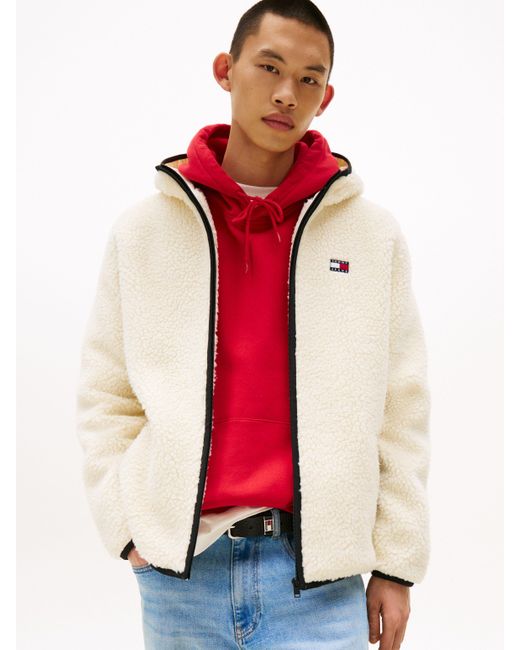 Tommy Hilfiger Plüschjacke TJM REG BADGE TEDDY ZIP TRU EXT mit Logopatch in Red für Herren