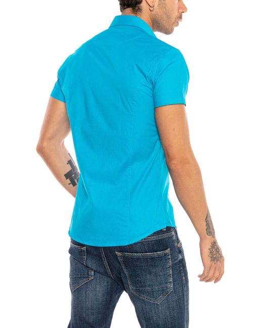 Redbridge Kurzarmhemd Slim Fit – Eleganter Look, Stretch-Material, Figurbetont in Blue für Herren