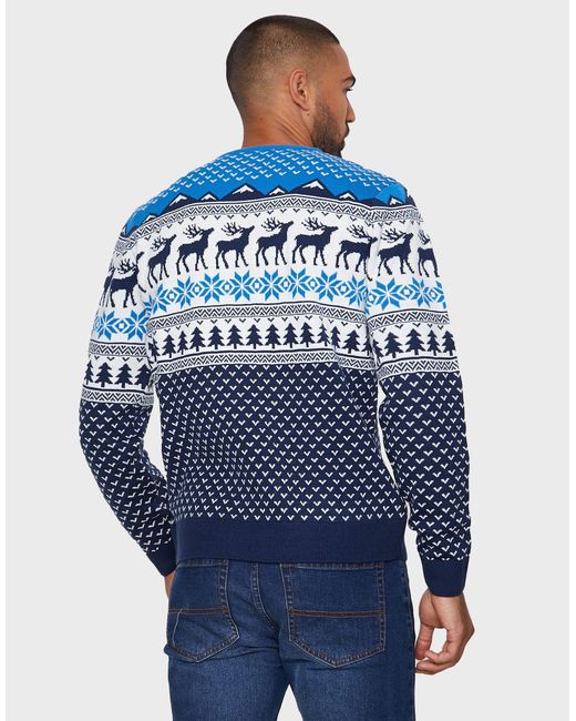 Threadbare Rundhalspullover Cambrian (1-tlg) mit tollem Winter-Muster in Blue für Herren