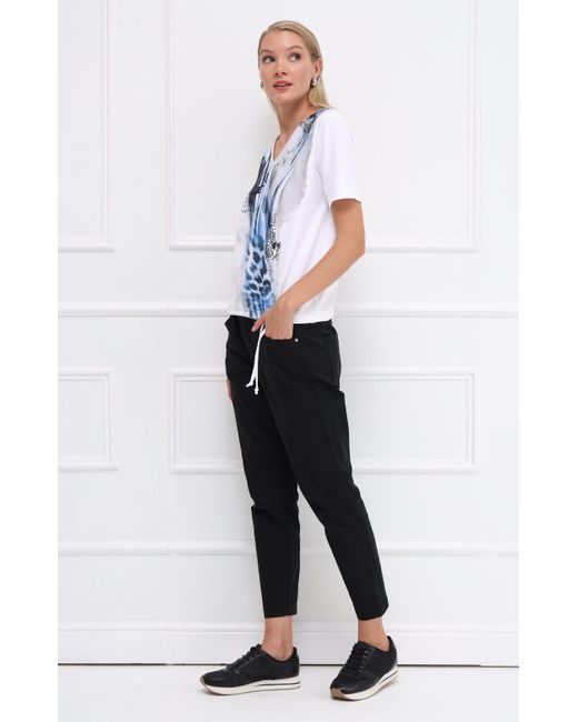 Passioni White T-Shirt mit abstraktem Animal-Print