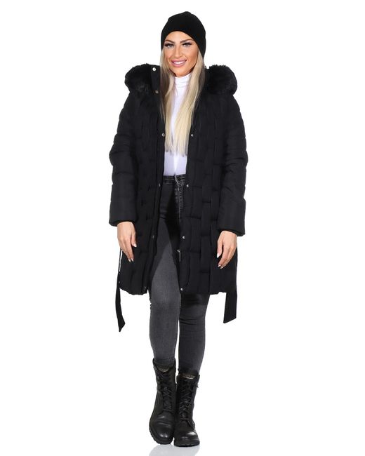 Aurela Damenmode Black Aurela mode Kurzmantel Steppmantel gefütterter mantel in großen Größen erhältlich