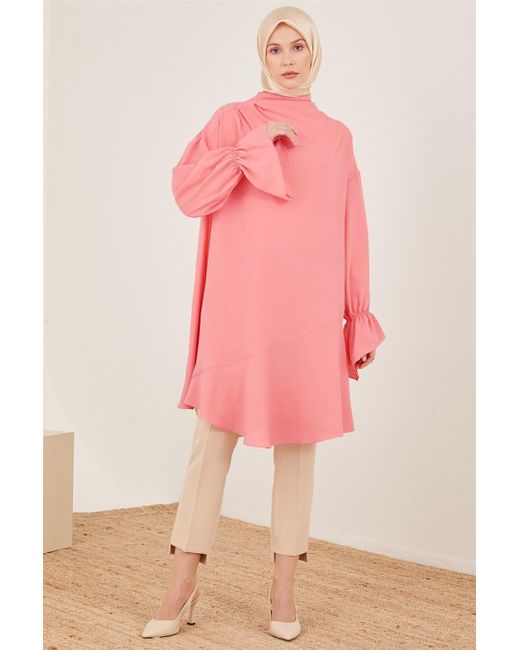 Armine Pink Tunikakleid Armine Tunika , Moderne Polyester Kapuze Langarmshirt , Bedr