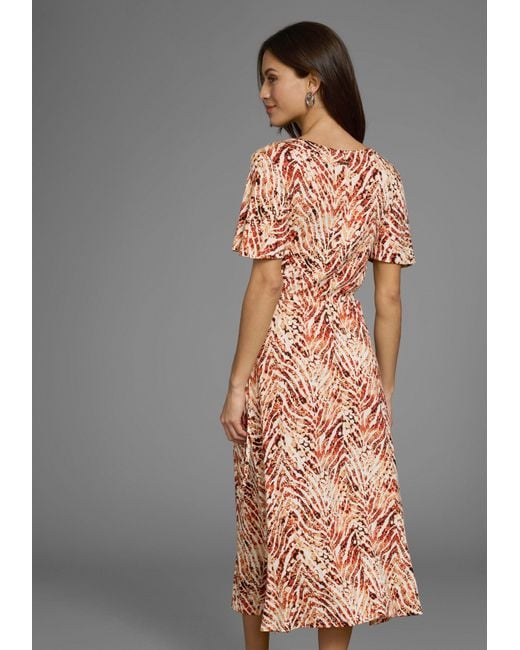 Laura Scott Multicolor Sommerkleid auffälliger Bund mit Schleifenbindung, Midikleid