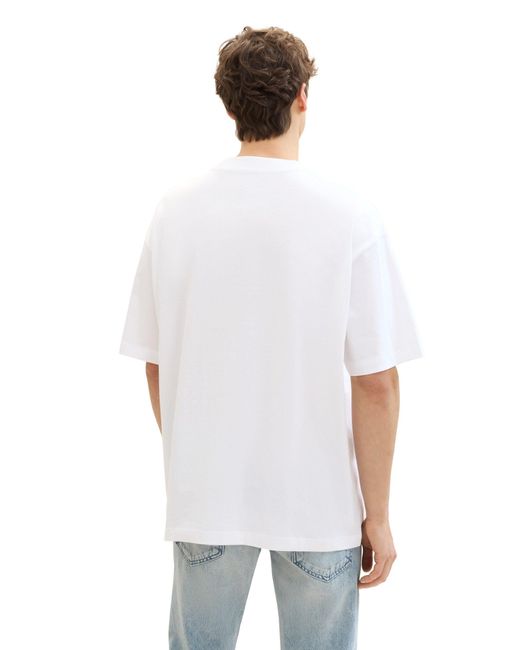 Tom Tailor Kurzarmshirt oversized printed t-shirt in White für Herren