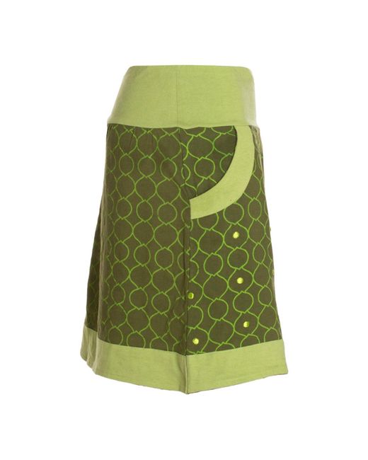 Vishes Green Minirock A-Line Baumwolle Kreise elastischer Bund