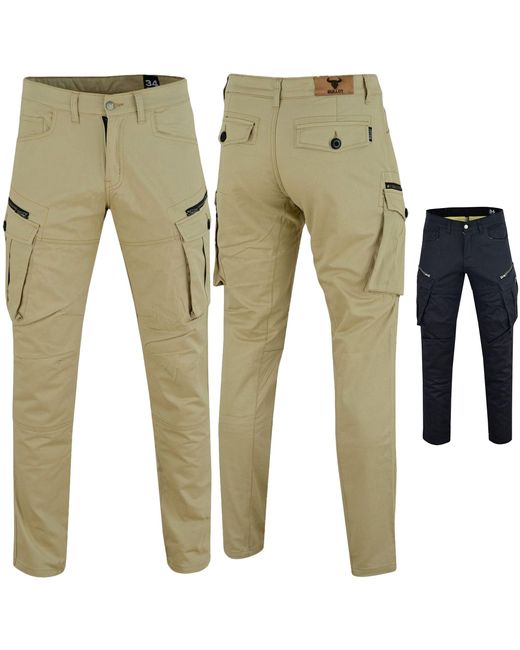 BULLDT Motorradhose JEANS-004 Motorradjeans Cargohose mit Aramidstoff Protektoren in Green für Herren