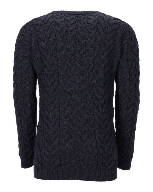 Carraig Donn Strickpullover handgestrickt aus Irland in Blue für Herren