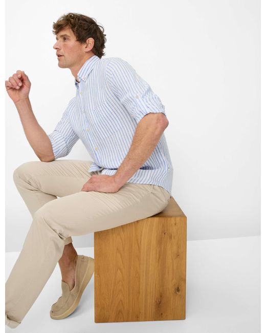 Brax Leinenhemd Style DIRK in Blue für Herren