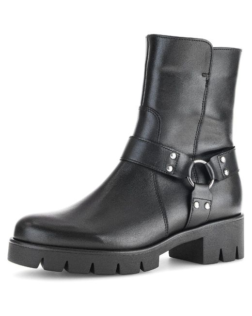 Gabor Black Bikerboots, Blockabsatz, Stiefelette, Boots mit Nieten besetzt