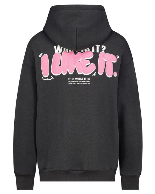 Sublevel Black Hoodie Kapuzenpullover mit -Print und Tasche Sweat What It Is