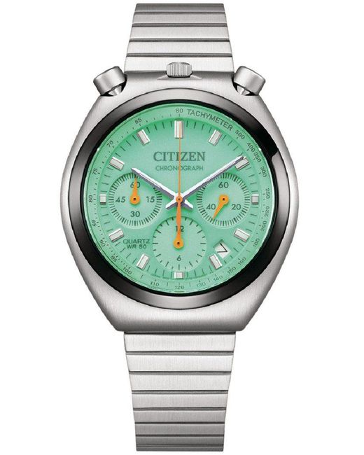 Citizen Uhr, Chronograph aus Edelstahl in Green für Herren