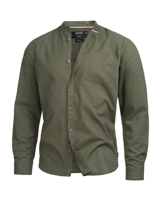 INDICODE Langarmhemd INRaffi in Green für Herren