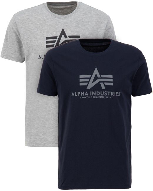 Alpha Industries Rundhalsshirt Basic T Pack (Set, 2-tlg) in Blue für Herren
