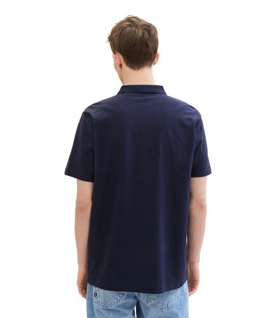 Tom Tailor Poloshirt in gerippter Optik in Blue für Herren