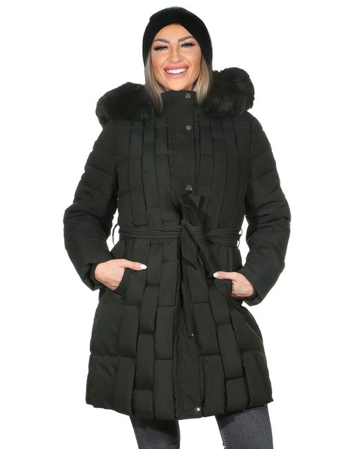 Aurela Damenmode Black Aurela mode Kurzmantel Steppmantel gefütterter mantel in großen Größen erhältlich