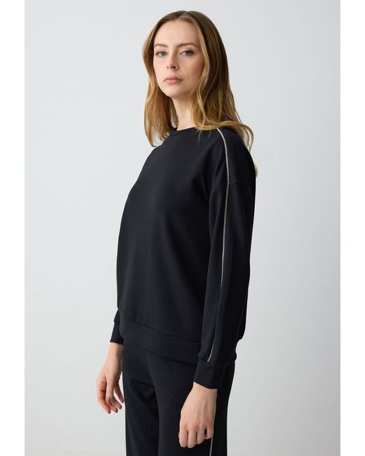 Jimmy Key Blue Sweatshirt Hohe Strickhose Mit Weitem Bein Und Muster