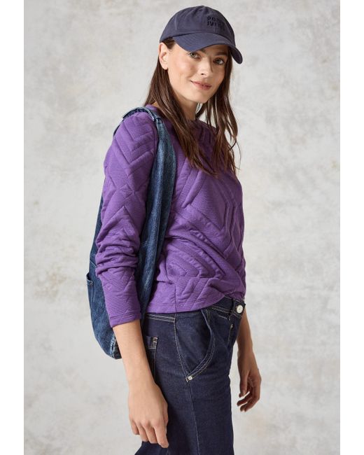 Cecil Purple Langarmshirt mit U-Boot-Ausschnitt